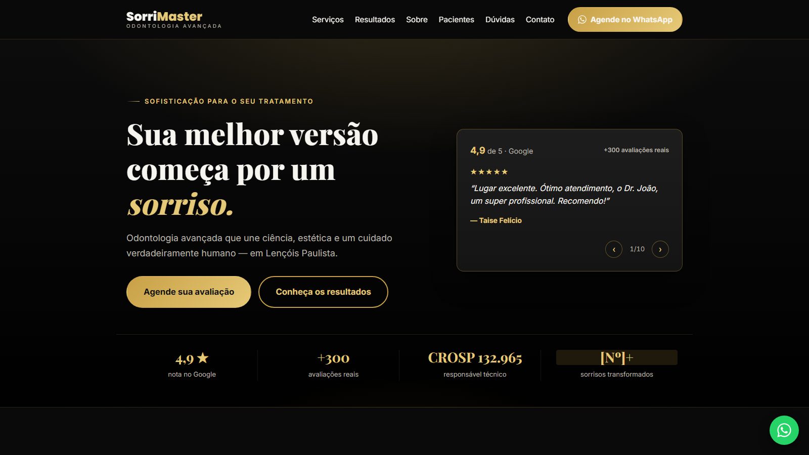 Site Sorri Master — Odontologia Avançada