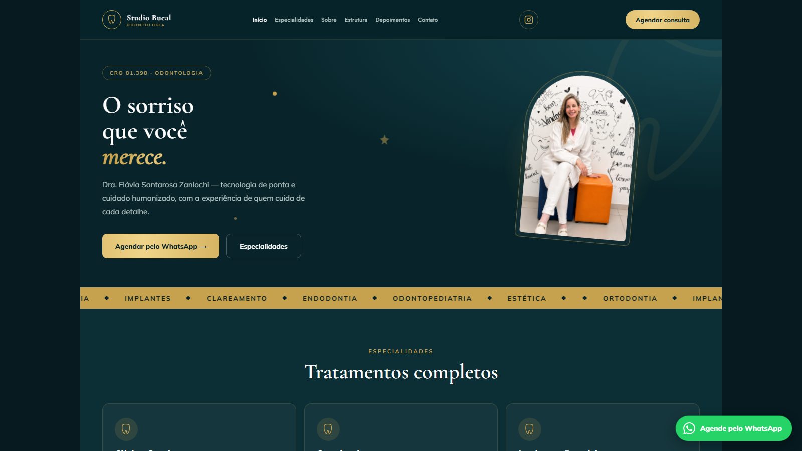 Site Studio Bucal — Odontologia